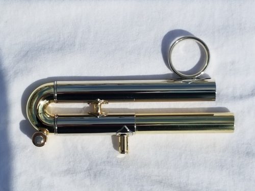 Bach Strad Standard Weight Bb ML Bore Complete 3rd Slide (one piece) with Amado key (Raw Finish, Yellow Brass, Standard Weight, ML bore, Fits 180 series standard weight models)
