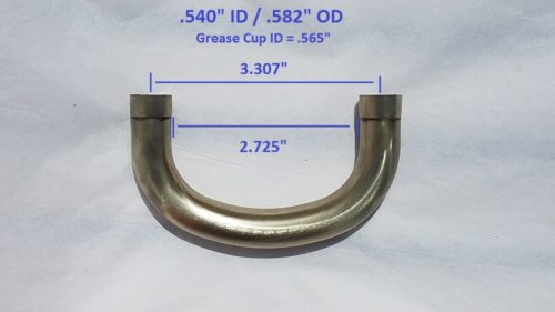 Trombone Universal Tenor Handslide Crook with Grease Cups (Nickel, Small Bore)