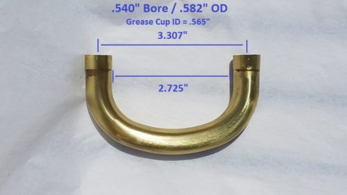 Trombone Universal Tenor Handslide Crook with Grease Cups (Yellow Brass, Small Bore)